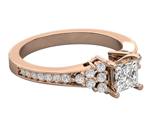 Anillo de Compromiso Clásico de Oro Sólido de 14K con Tres Piedras de Diamante Cultivado en Laboratorio de 1ct D VVS2 IGI, Corte Princesa Personalizado - Product Image 3