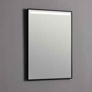 Espejo de Baño Italiano LED de 50x70 cm, Montado en la Pared, Resistente al Agua, Diseño Minimalista, con Marco Negro Mate y Banda Retroiluminada - Product Image 1