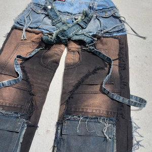 Jeans à jambes larges déchirés pour hommes taille haute 100% coton écologique respirant de haute qualité en gros - Product Image 6