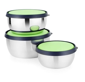 Juego de Tazones Modernos de Lujo TQC, Tazón de Acero Inoxidable Hermético y Ecológico con Tapa de Plástico para Uso en la Cocina y el Hogar, Mantiene los Alimentos Frescos - Product Image 4