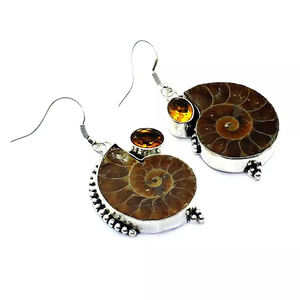 Pendientes de piedra citrina Ammanoite de Plata de Ley 925, diseño de moda, joyería de gota, Plata sólida, características elegantes de moda - Product Image 3