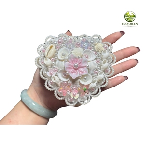 Boîte de rangement pour bijoux en coquillages naturels écologiques, organisateur décoratif en coquillages, conteneur artisanal avec perle et papillon, décoration pour la maison - Product Image 5