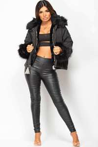 Veste en jean surdimensionnée en fausse fourrure pour femme de qualité supérieure avec logo personnalisé fermeture éclair en coton noir de haute qualité confortable pour toutes les saisons - Product Image 4