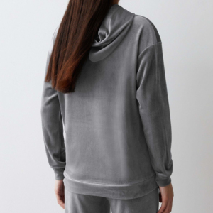 Women's Cotton <b>Velour</b> Hooded Sweatshirts Casual Winter Clothing with Lined Solid Design Cotton Sweatshirts <b>Hoodies</b> For Winters - Product Image 6