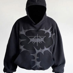 Sweat à capuche surdimensionné pour homme en molleton de coton premium avec impression de dessin animé brodée personnalisée pour les manches, hiver - Product Image 3
