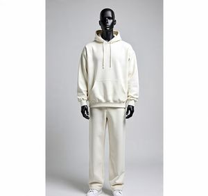 Baggy Style Custom Logo Printed Unisex Sweatsuit Autumn Tracksuit Hoodie Sweatpants <b>Set</b> 100% Cotton 380gsm Eco-Friendly - Product Image 3