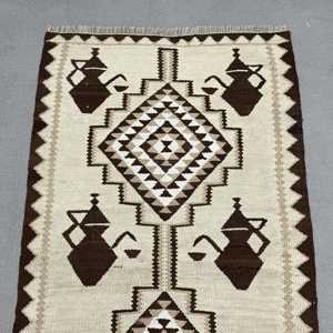 3x10.4 ft Rug, Turkish Vintage Rug, <b>Brown</b> Solid <b>Wool</b> Rug - Product Image 5