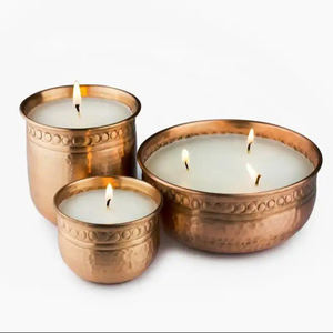 Top Vente Bougie Ronde En Cuivre Pur Conception Martelée Votive Avec Pot De Bougie De Cire Étamée Pour La Lumière De Table De Bureau Polyvalente Décorer - Product Image 5