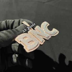 VVS Lab Grown Diamond 925 Silver Bustdown Pendentif en forme de lettre glacé avec nom personnalisé CVD Diamonds Breloque en forme de lettre Hip Hop pour cadeau - Product Image 3