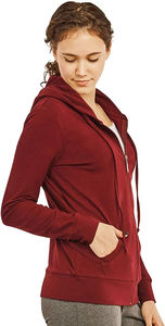 Sudadera ligera con capucha para mujer invierno cálido 100% tejido cremallera pulóver estilo bordado Tie Dye técnicas patrón sólido con capucha - Product Image 3