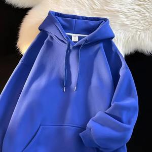 Trendy <b>Winter</b> <b>Hooded</b> Pullover for Men Solid Color 100% Polyester Fleece Lined Digital Printing Breathable <b>Coat</b> - Product Image 5