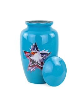 Urna de recuerdo de cremación hecha a mano de latón con águila calva azul para cenizas, urna de Metal para cenizas humanas, lujo para cenizas de adultos, tamaño personalizado - Product Image 4