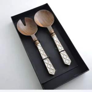 Couverts en bois naturel 3 pièces de haute qualité, ensemble de couverts, conception imprimée en émail écologique durable pour une utilisation au restaurant à la maison - Product Image 4