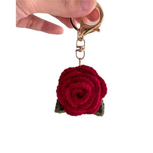 Llavero de Coche con Flor de Rosa de Algodón Tejida a Crochet, Colgante para Bolso, Decoración Moderna, Sencilla, Literaria, Artística y Fresca - Product Image 5