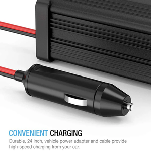 อินเวอร์เตอร์รถยนต์ M-AL-PA-01-BLK 300W 12V DC เป็น 60Hz เฟสเดียว 2 ช่องจ่ายไฟ AC พร้อมพอร์ต USB ชาร์จเร็วสำหรับแล็ปท็อปและอุปกรณ์ต่างๆ - Product Image 6