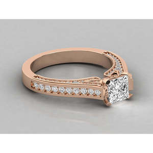 Bague de fiançailles solitaire en or jaune/rose/blanc 10K avec diamant de laboratoire rond/princesse pour femme, diamants remplis certifiés IGI - Product Image 2