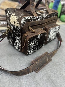 กระเป๋าโท้ทหนังวัวสไตล์ตะวันตกใช้ได้ทั้งชายและหญิงหนังแท้สำหรับผู้ชายและผู้หญิงมีซิปปิดผ้าอ้อมมีสายสะพายใช้กลางแจ้ง - Product Image 2