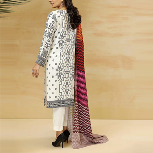 Women Cotton <b>Silk</b> Long <b>Kurta</b> Shalwar Kameez Suit Printed Bottom Quick Dry Lightweight Dupatta for Casual Comfortable Daily - Product Image 1