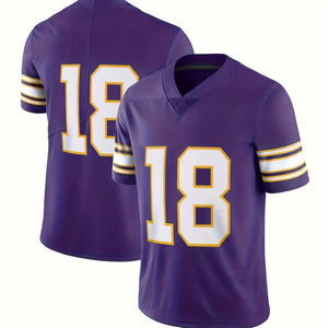 Camiseta Deportiva Personalizada de Fútbol Americano Color Morado con Cuello en V, Uniforme Deportivo para Equipo, con Nombre y Número Personalizados - Product Image 3