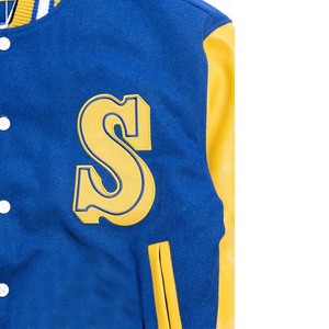 แจ็กเก็ตเบสบอลลำลองสำหรับผู้ชายเสื้อโค้ทเลตเทอร์แมนขนสัตว์ยูนิเซ็กส์มีแผ่นปะปักโลโก้ตามสั่ง - Product Image 3