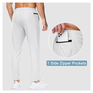 Pantalon d'entraînement en toile anti-rides pour hommes avec tissage non tissé Pantalon de jogging décontracté en style teint uni - Product Image 2