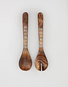 12 pouces vente plats serveur cuillères à la main abordable en bois cuillère et fourchette salade meilleure qualité bois par STAR CRAFTS INDIA - Product Image 5