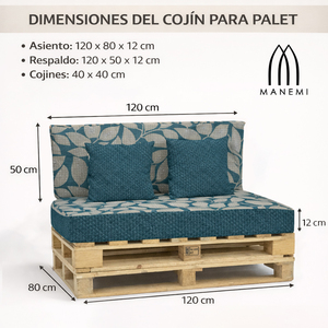 Juego de 4 Cojines Duraderos de Tela para Pallets de Exterior, 120x80 + 120x50 cm, para Sofá de Jardín, 12 cm de Grosor, con Funda Extraíble - Product Image 3