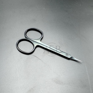 Tijeras rusas profesionales de acero inoxidable negro para uñas, tijeras para cutículas de manicura con punta curva afilada y hoja extra fina - Product Image 1