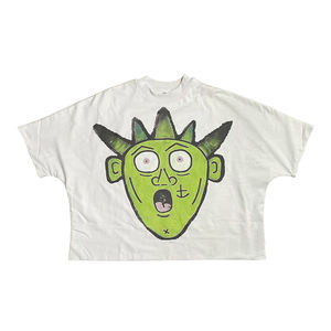 Camiseta Corta Blanca con Estampado Gráfico 100% Algodón para Hombre, Estilo Oversize, Hombros Caídos, Lavado Ácido, Servicio OEM - Product Image 5