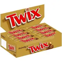 Twix चॉकलेट बार 50G * 25 टुकड़े * 10 बॉक्स कारमेल chewy स्वादिष्ट से तैयार की जाती है और चिकनी, मलाईदार चॉकलेट