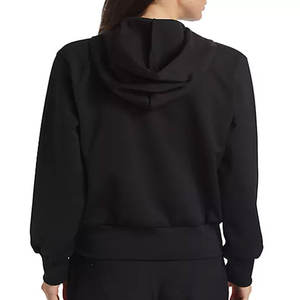 Sudadera recortada con logotipo personalizado para mujer, Sudadera con capucha corta de manga larga de Color sólido para mujer, que se vende en todo el mundo 2024 - Product Image 2