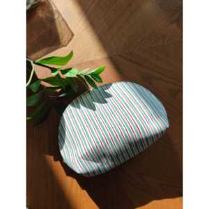 กระเป๋าจัดระเบียบเครื่องสำอางแบบพกพา ขนาด 7x9x3 นิ้ว ลายทางสีเขียวแดง ความจุขนาดเล็ก ทำจากผ้าฝ้าย ปิดด้วยซิป - Product Image 1