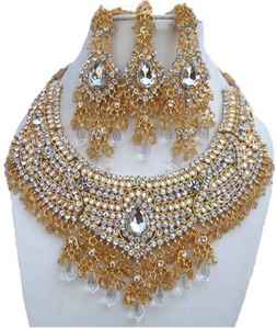 Luxury Color Bridal Necklace and Earring Set Women Zircon Vintage Wedding Engagement <b>Gift</b> Jewelry Brides Accessories - Product Image 1