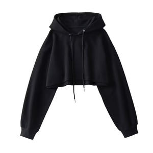 Top corto de cintura adelgazante Sudadera con capucha de invierno de manga larga Sudadera con capucha personalizada Sudaderas con capucha sólidas para mujer - Product Image 4