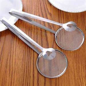 Innovative Unisex 2-in-1 <b>Stainless</b> <b>Steel</b> Strainer and Frying Tong Fine Tea Mesh <b>Colander</b> with Handle - Product Image 2