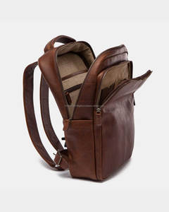 Mochila de Cuero Marrón Premium Unisex con Logotipo Personalizado, Estilo Geométrico Vintage, Moda Casual de Lujo, Cremallera Resistente, 20-39L, para Universidad - Product Image 4