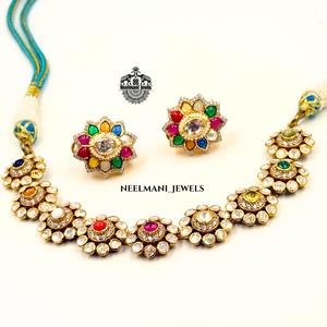 Ensemble de bijoux fins pour occasions spéciales - Collier et boucles d'oreilles en moissanite Polki, or, perles, diamants, motif cœur, cadeau de mariage - Product Image 3