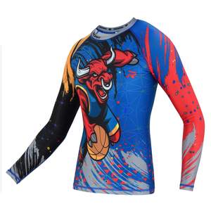 Mujeres hombres Rashguard manga larga personalizado impreso compresión Top con shortsStretch Fit Gymwear OEM fabricante de tela de secado rápido - Product Image 3
