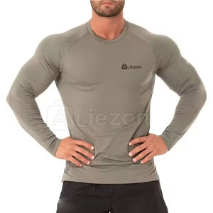 เสื้อรัดกล้ามเนื้อแขนยาวของผู้ชายเสื้อรัดรูปโลโก้แบบใหม่กำหนดเอง - Product Image 4