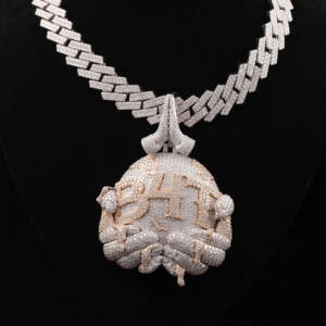 Colgante de Lujo con Moissanita VVS Completamente Engastada, con Acabado en Oro Rosa de 925, Colgante de Diamante Blanco Estilo Hip-hop para Hombre, Colgantes Finos y Dijes - Product Image 1