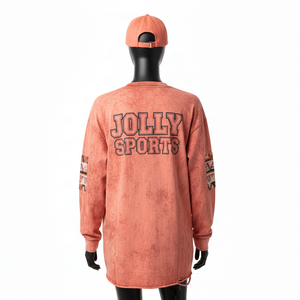 Camiseta de Algodón con Lavado Ácido para Mujer, 220 GSM, Sensación Suave, Manga Larga Holgada, Diseño de Paneles, Logotipo Personalizado con Serigrafía, Transpirable - Product Image 2