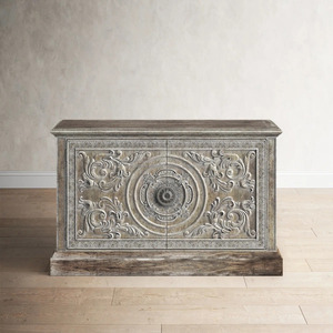 Buffet à 2 portes unique en bois fait à la main pour hôtel, villa, salon - Product Image 1