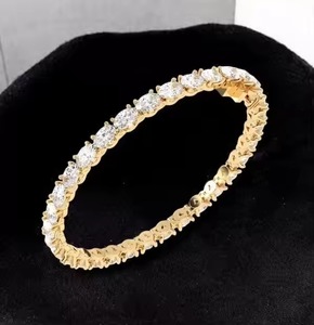 Hermosa pulsera de tenis de diamantes cultivados en laboratorio de oro de 14K y 18K, joyería nupcial perfecta con moissanita Ovalada para bodas - Product Image 1