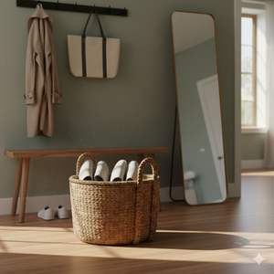 Ensemble de 2 paniers EG en jonc de mer et jacinthe d'eau, artisanat - Product Image 4