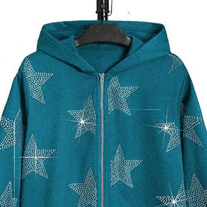 Vêtements personnalisés pour hommes fabriqués au Pakistan Sweats à capuche en strass Nouvelle mode Vêtements d'hiver Sweats à capuche en coton mélangé pour hommes en strass - Product Image 3