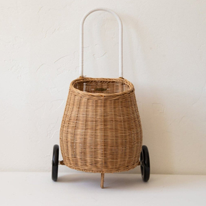 Trolley School Bags for Kids Girls Rattan Luggy Hand Weaving Trolly Schoolbag with Wheels and <b>Handles</b> Made in Vietnam - Product Image 1