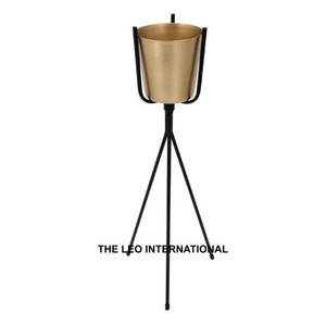 Paires de jardinières en fer de différentes tailles avec support en métal noir, forme ronde, extensible, couleur argent - Product Image 6