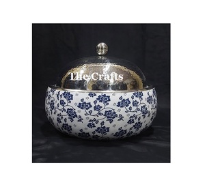 Wooden And Meena Work Food Serving Casserole Dish With Steel <b>Lid</b> Greatest Quality Kitchenware Hot <b>Pot</b> In India - Product Image 4