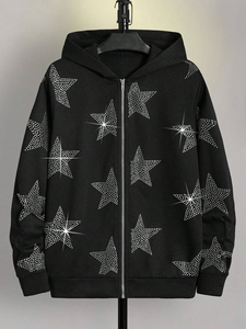 Sudadera con capucha de diamantes de imitación para hombre, Sudadera con capucha de peso pesado personalizada para hombre con tela de alta calidad, venta al por mayor hecha en Pakistán - Product Image 4