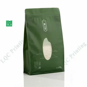 Stand up custom ziplock brown kraft paper rice packaging pouch bag 1kg